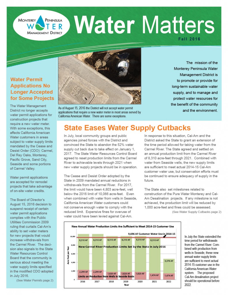 Fall 2016 MPWMD Water Matters Page 1