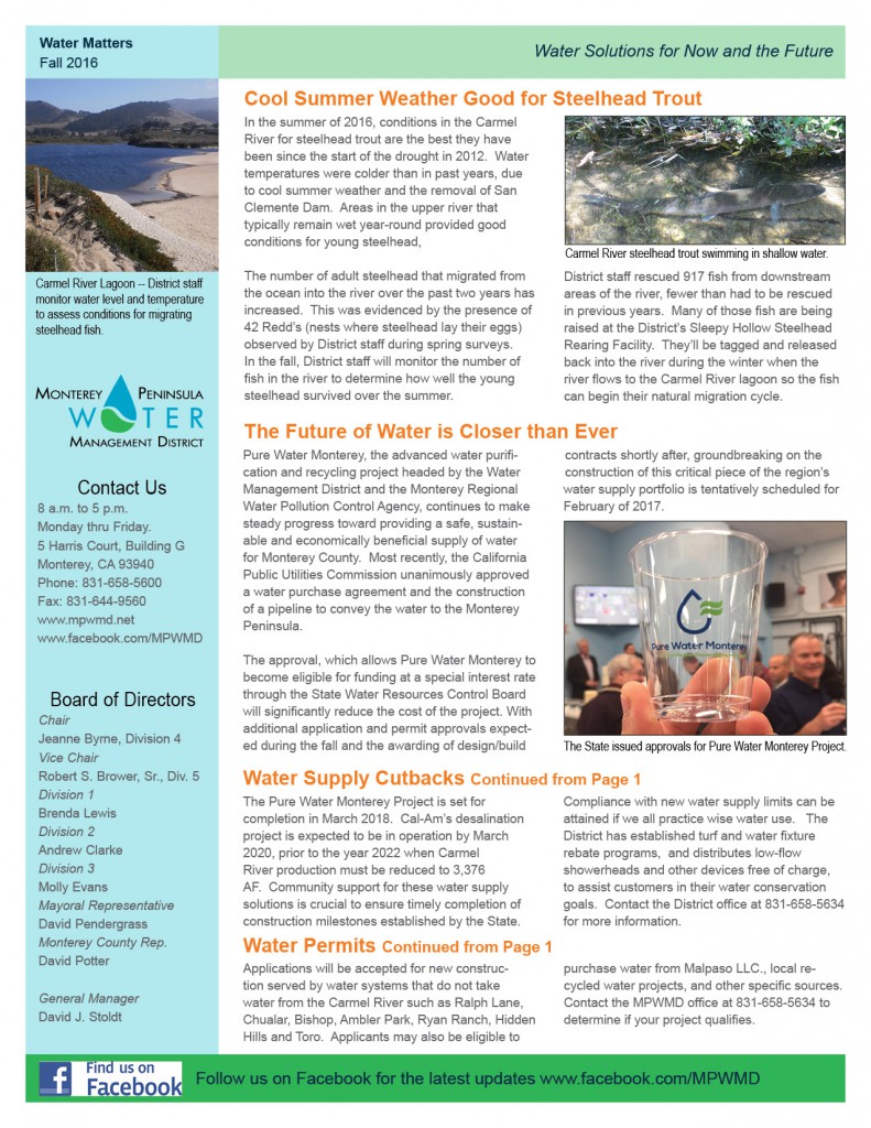 Fall 2016 Water Matters Newsletter Page 2